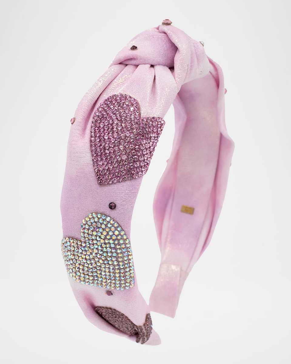 Girl's Rhinestone Heart Patch Knot Headband